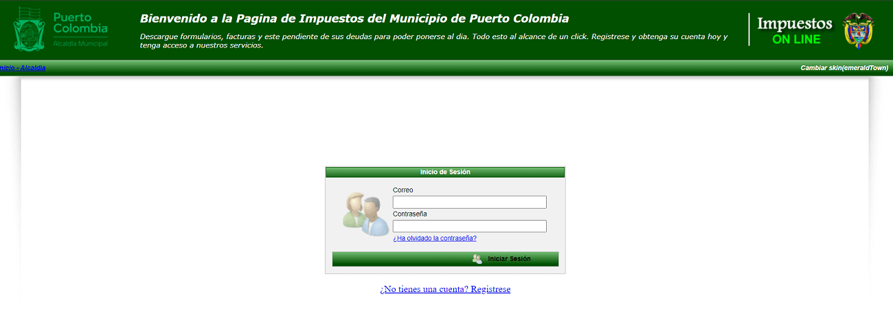 Formulario de ingreso para el pago impuesto predial puerto Colombina